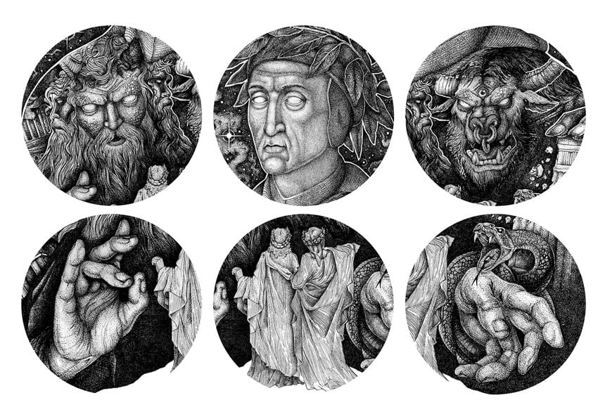 Divine Comedy Dotwork Illustration - Details