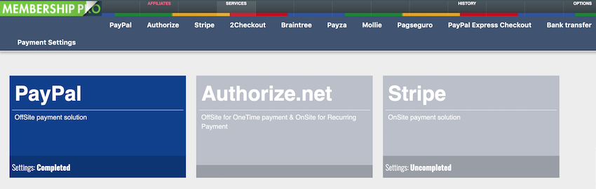 UMP supports a list of payment gateways including Stripe PayPal and Braintree