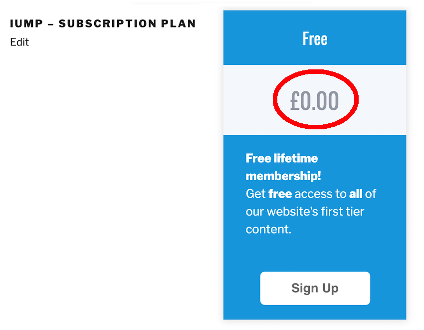 Price Text displays how much this subscription will cost 