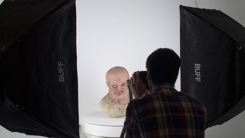 Scanning a prop at Pixel Light Studios to capture high-detail 3D models for digital production