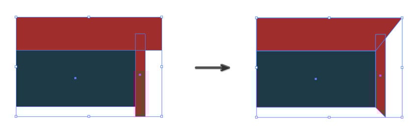 Using the direct selection tool on red rectangles
