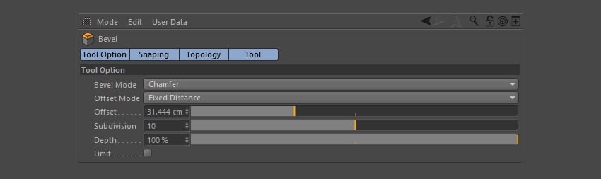Adjust the bevel settings