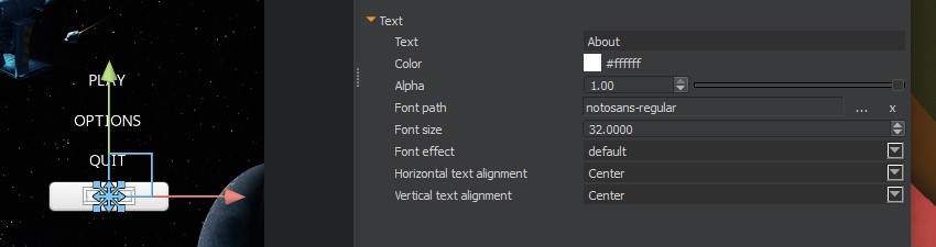 UI Canvas - Button Text properties