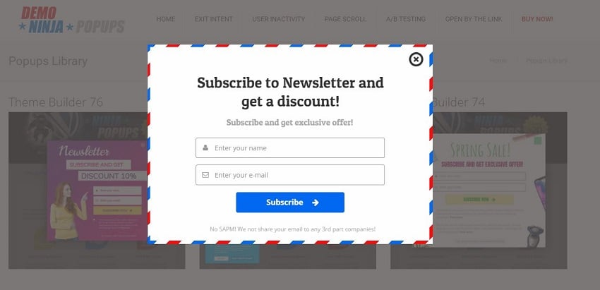 Ninja subscription popup