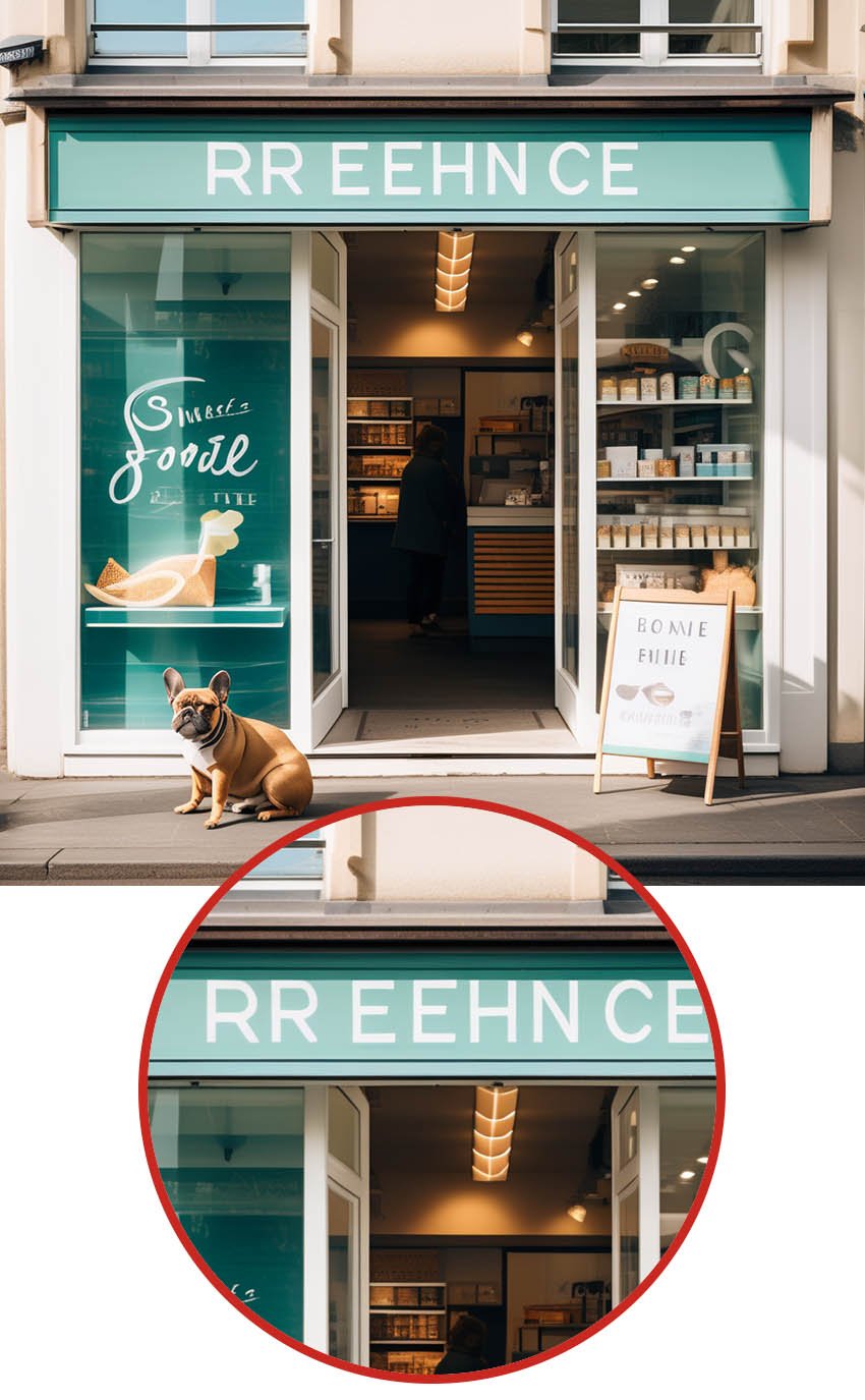 AI image with unreadable text