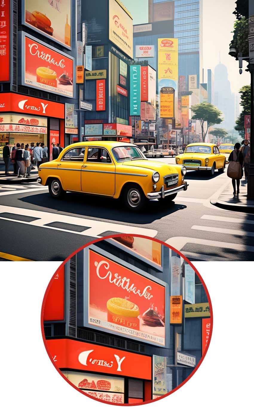 AI image with unreadable text and distorted logos