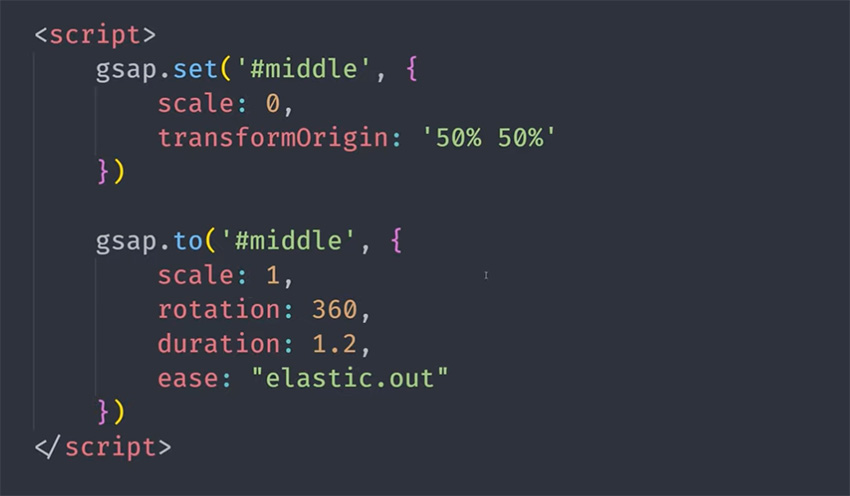gsap code for middle of logo