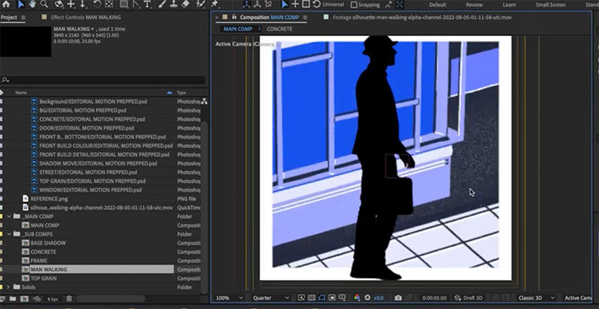 walking man in scene