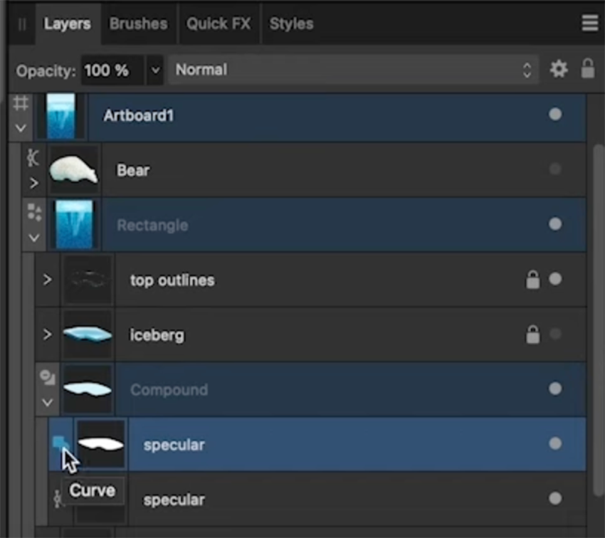 layers panel compound shape