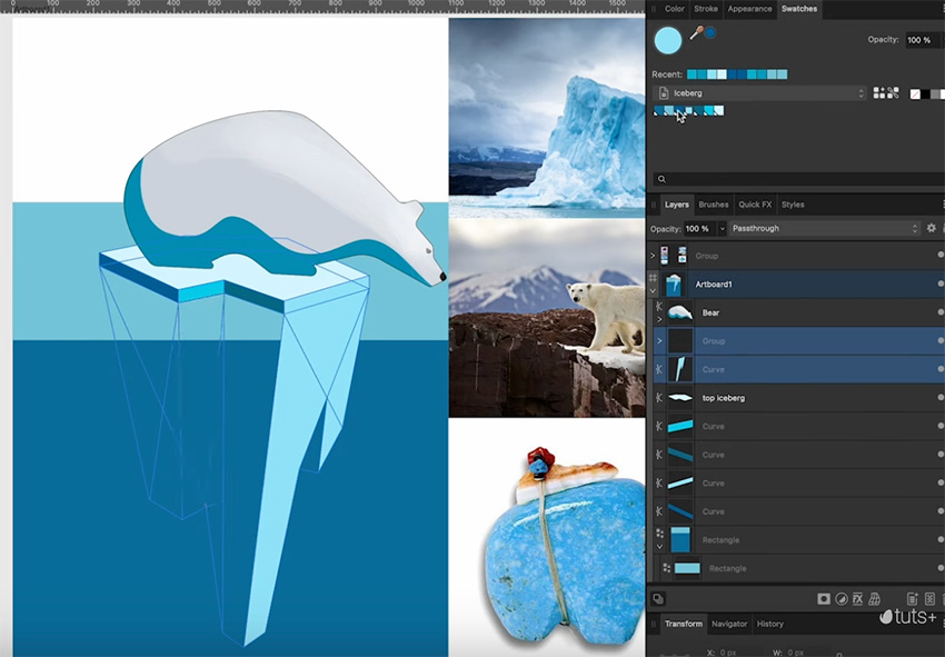 shadow shapes in iceberg