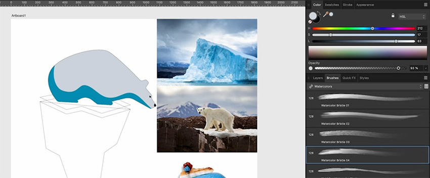 watercolor brush in affinity designer