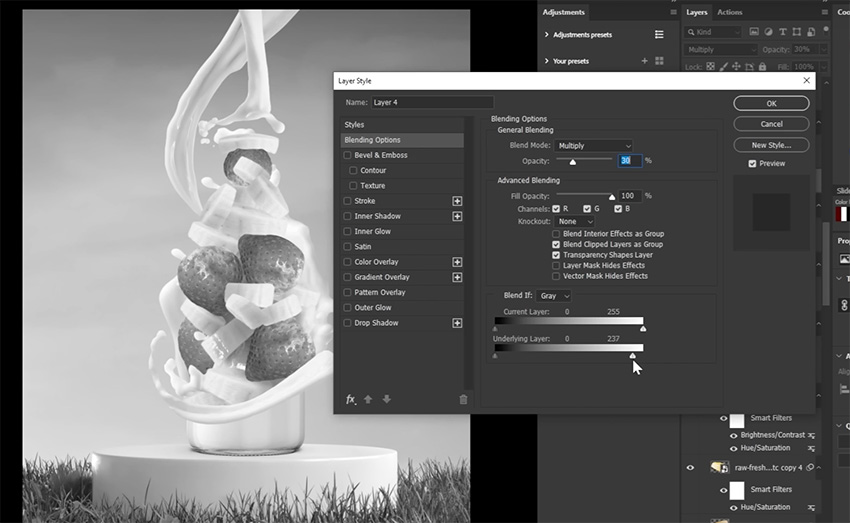 blend if for shadows