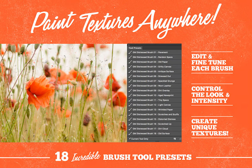 machine washed texture brushes