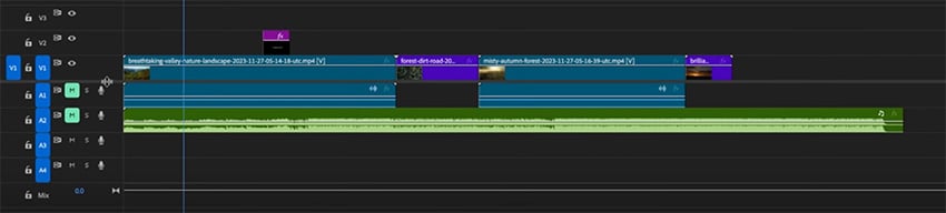 audio and video in timeline