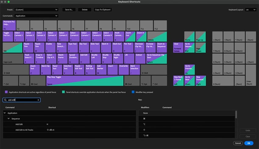 set up a premiere pro keyboard shortcut