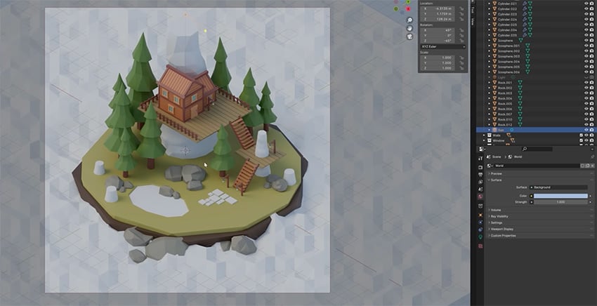 scene with light blue light