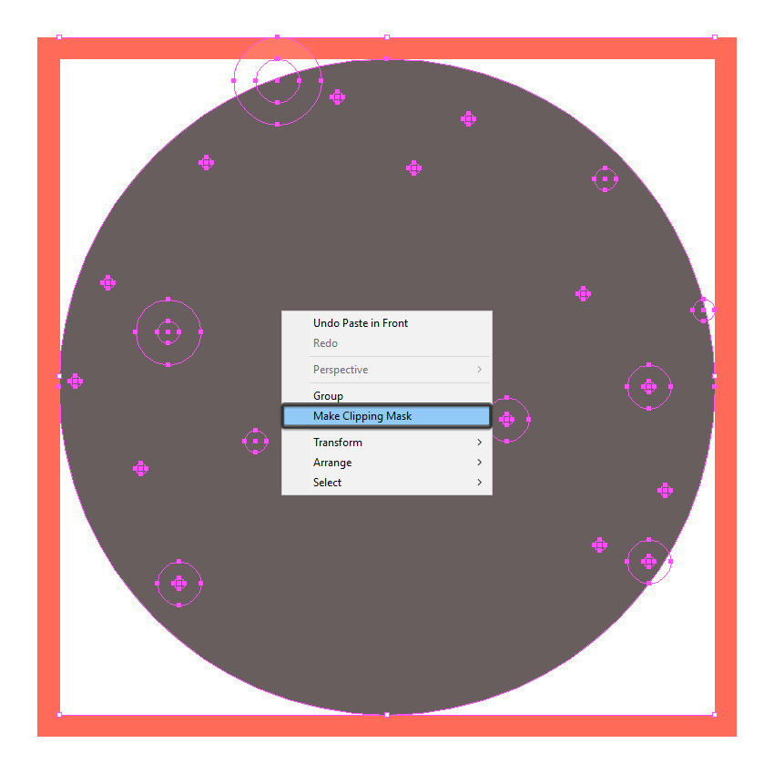 using a clipping mask to confine the stars to the background