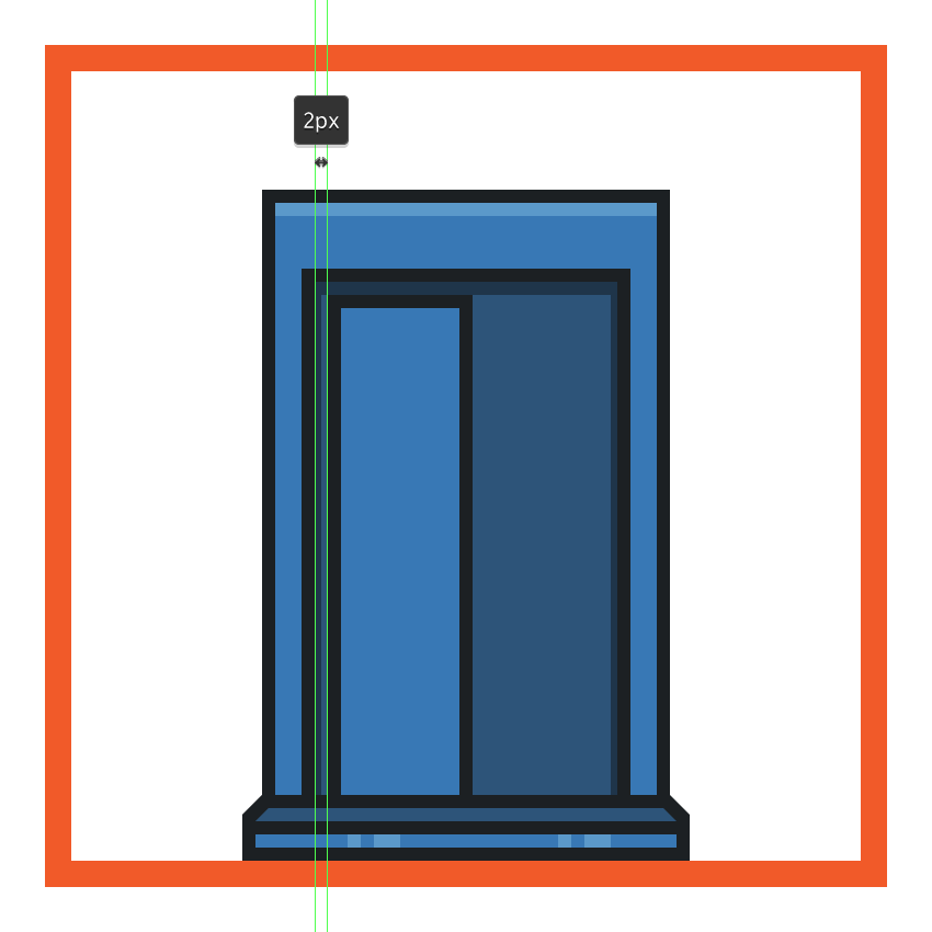 creating and positioning the main shapes for the time machines left door