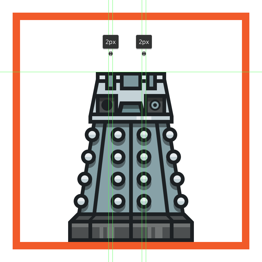 creating and positioning the main shapes for the daleks upper elements