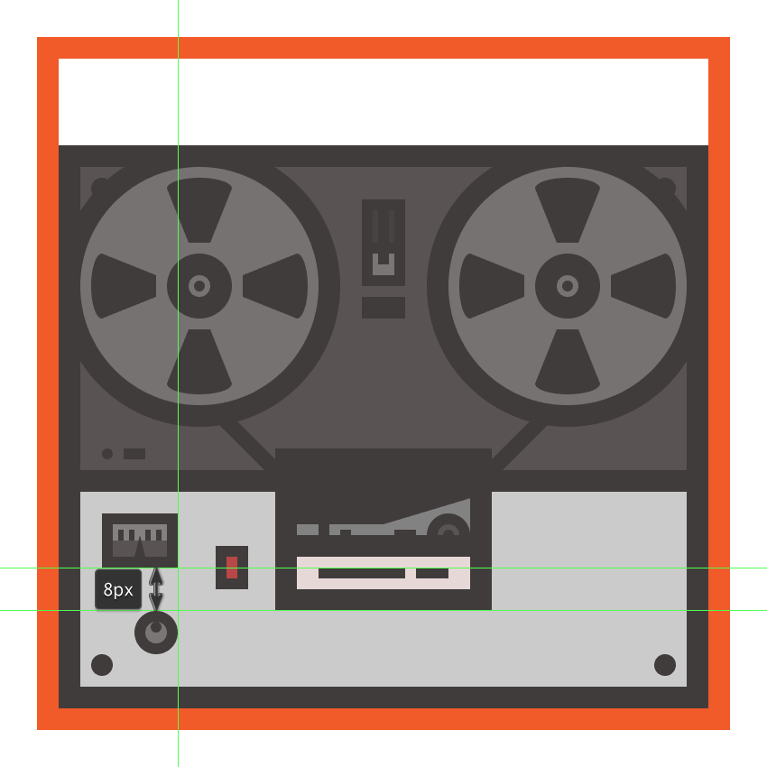 creating and positioning the first knob onto the tape recorders body