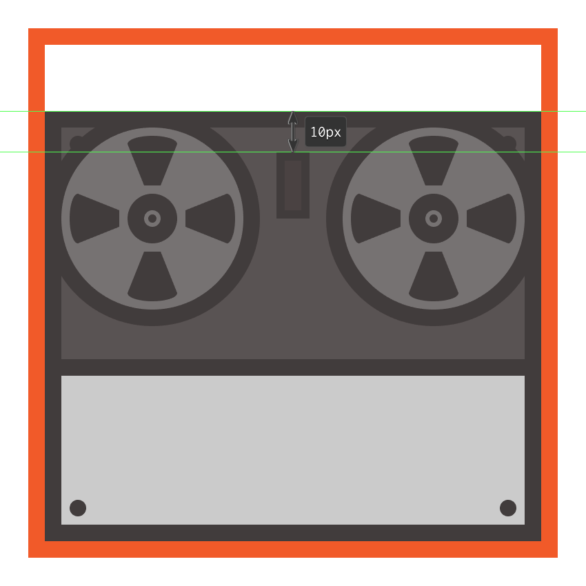 creating and positioning the main shapes for the tape recorders top slider