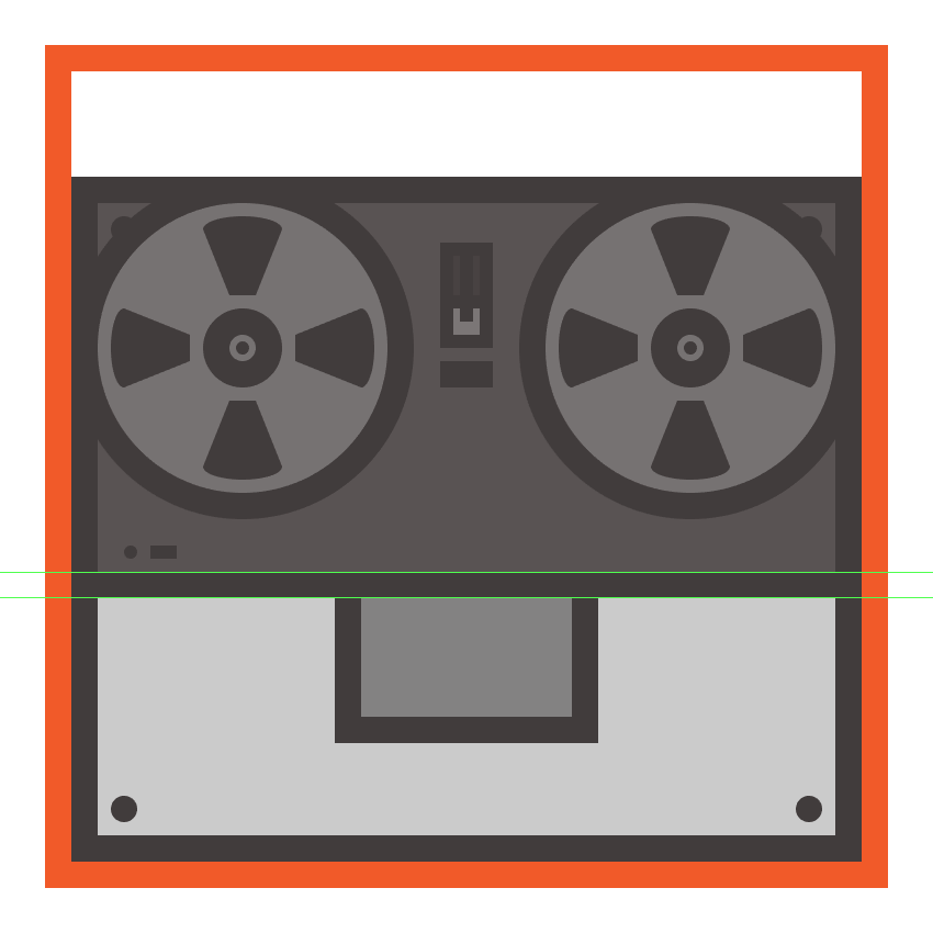 creating and positioning the main shapes for the tape recorders mechanism case