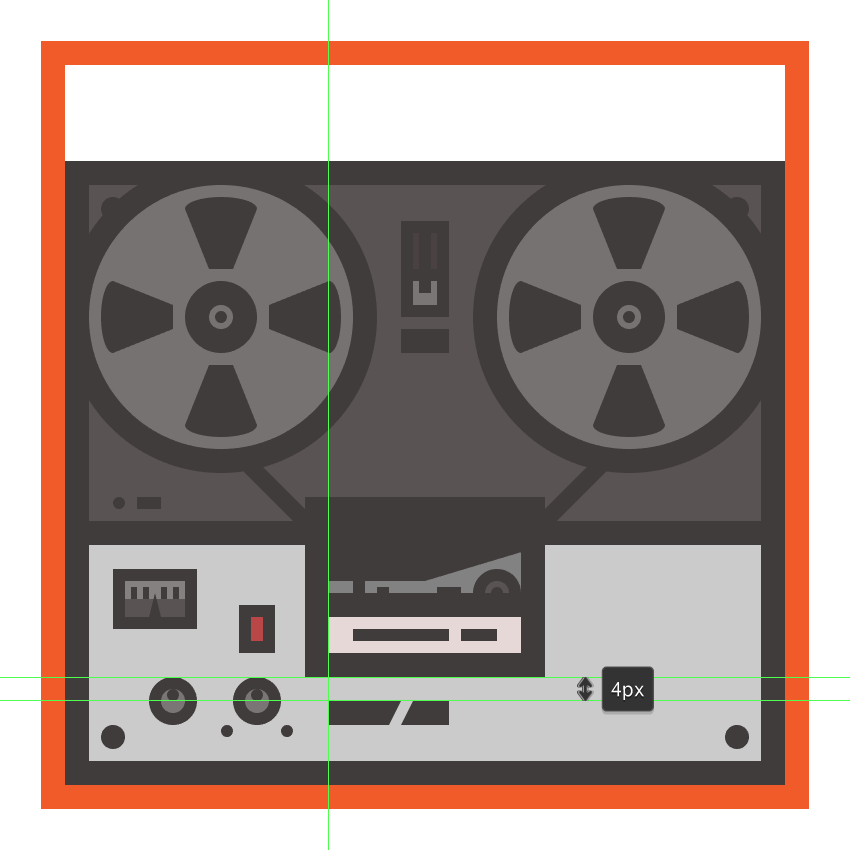 creating and positioning the second dummy text onto the tape recorders body