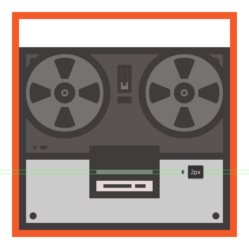 creating and positioning the upper section of the tape recorders mechanism case