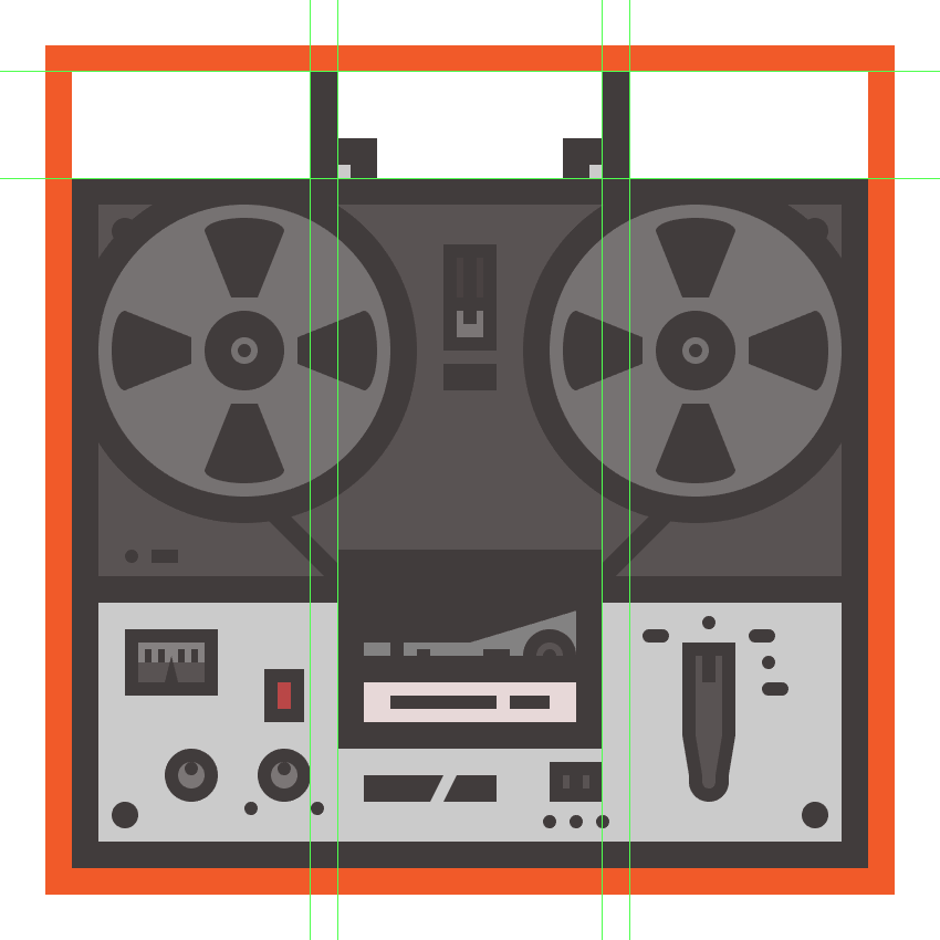creating and positioning the side sections of the tape recorders handle