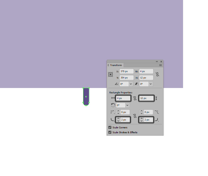 adjusting the smaller section of the first paint drip