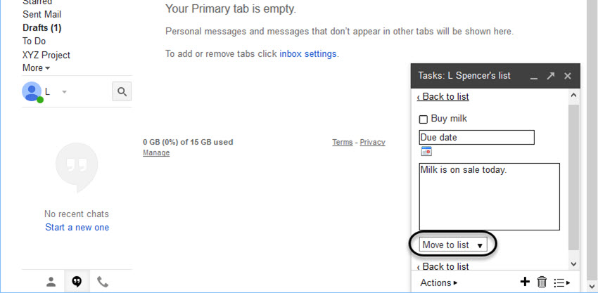 Move a task to another Gmail task list