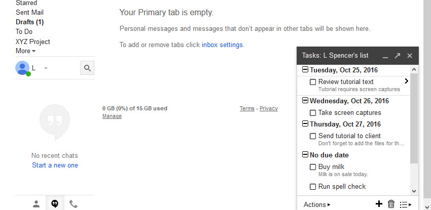 List sorted by due date