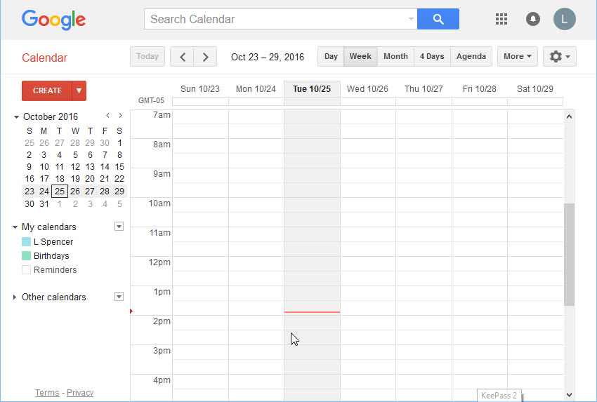 The main Google Calendar window