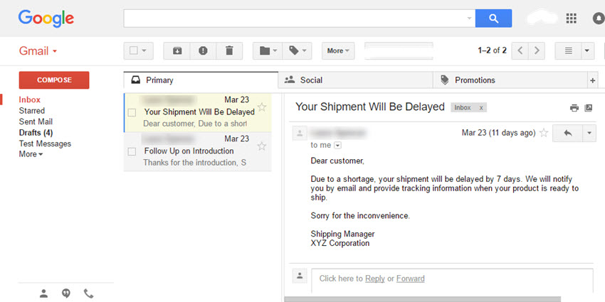 Gmail Preview Pane Vertical Split message