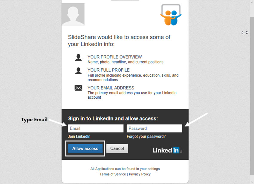 SlideShare permission screen