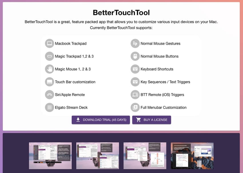 Bettertouchtool apps in MacBook