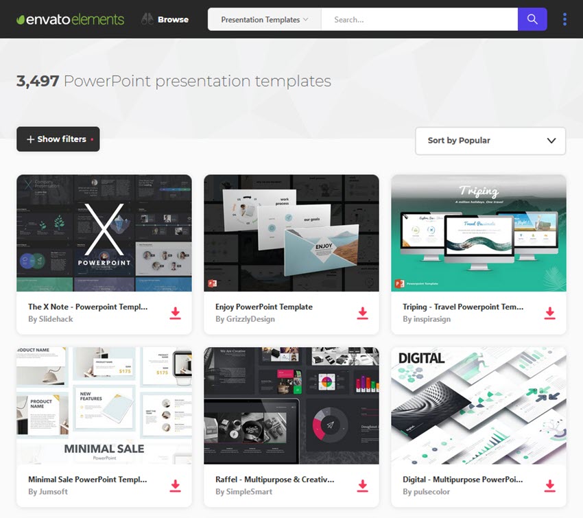 simple PowerPoint templates on Elements