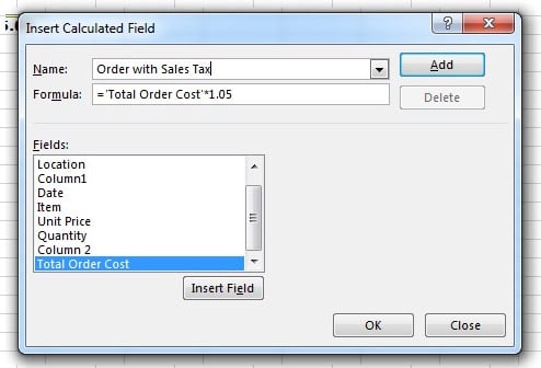 Calculated Field with Numeric value in Excel