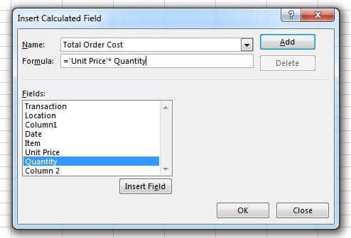 Calculated Field in Excel