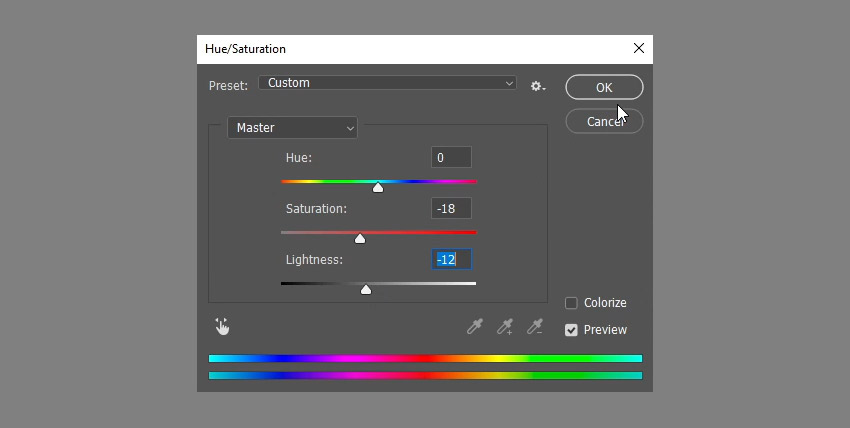 Adjust the HueSaturation