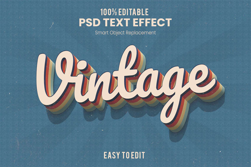 Retro 3D Text Effect Action PSD
