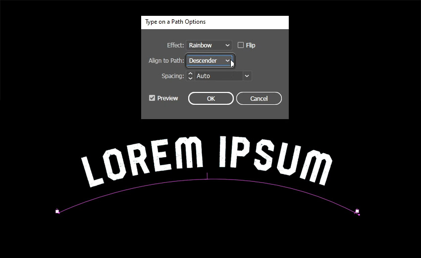 descender  text position