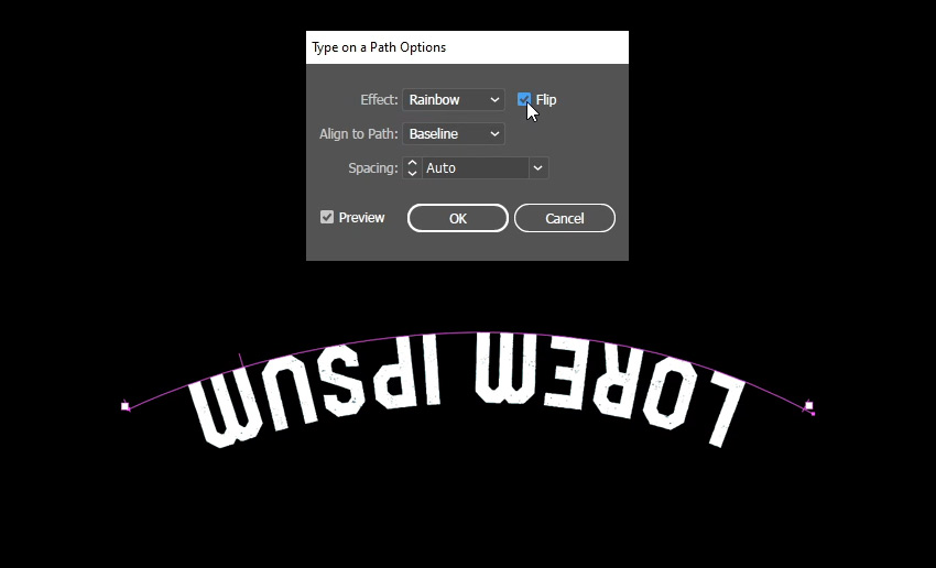 flipping the text in the panel