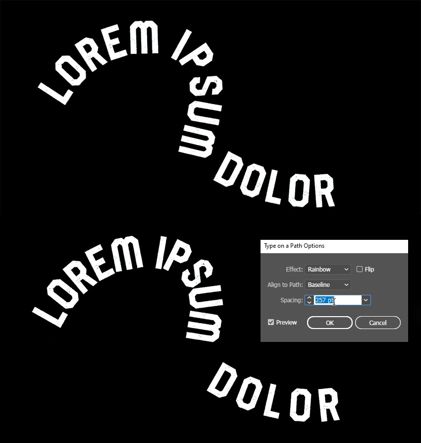 fixing the position of letters