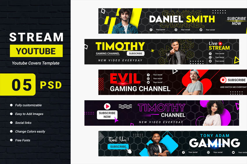 Streaming Channel Youtube Banner Template