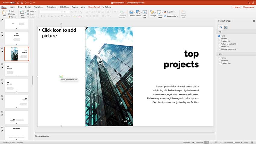 An example of how to showcase past projects