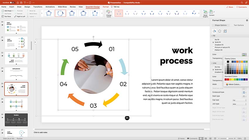 Showing your work process slide