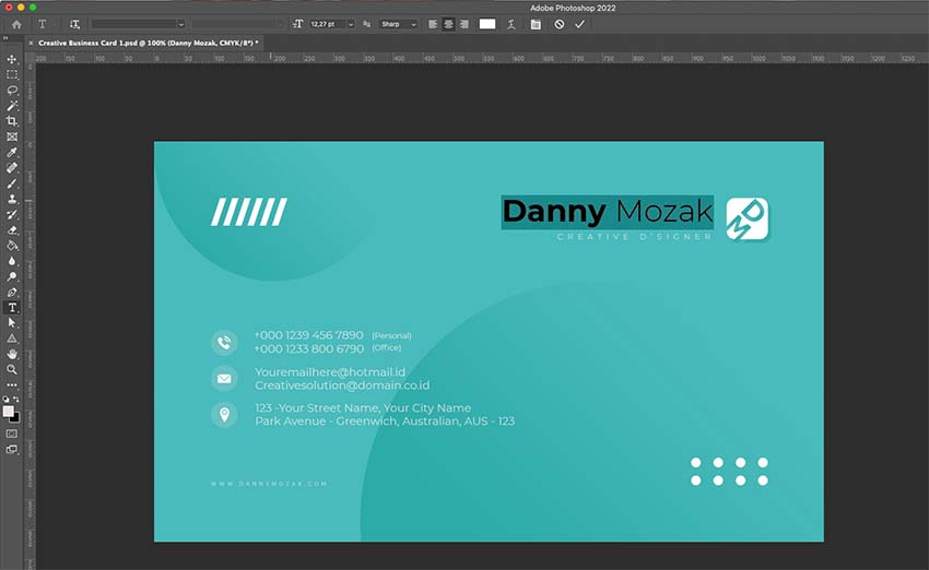 Adding your information to the business card