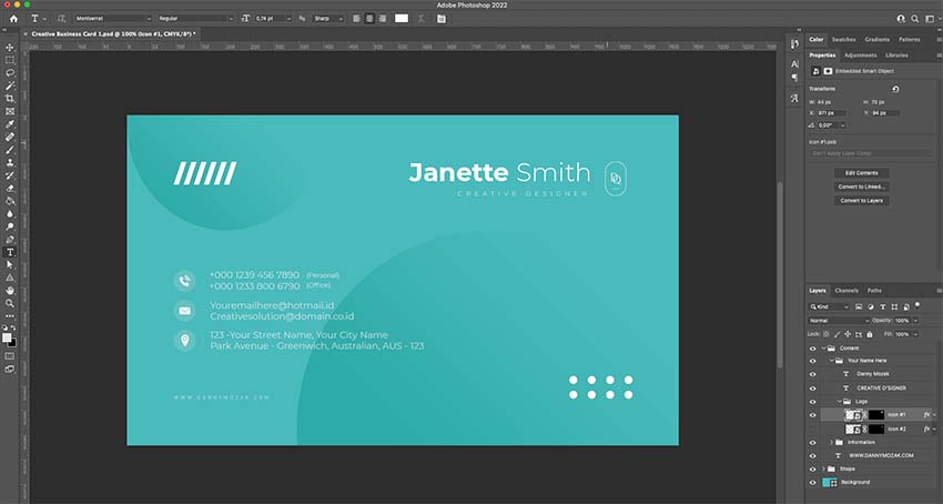 Customizing the logo on your business card