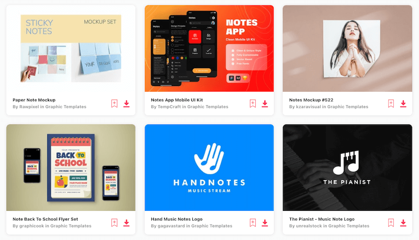 Notes graphic templates from Envato Elements